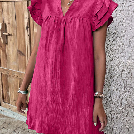 Women's Fashion Multi-layer Ruffle Sleeve V-neck Dress