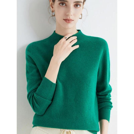 Jersey de cuello alto de lana merino de lujo para mujer