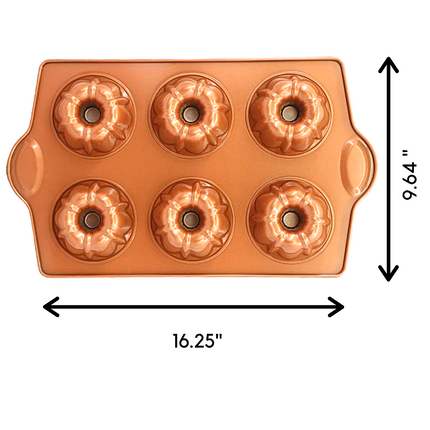 Original Mini Fluted Tube Pan - 6 Cavity Toxic Free NONSTICK Pan - Organic Environmental Friendly Premium Coating - Durable Quality - Mini Fluted Tube Pan - Wnkrs