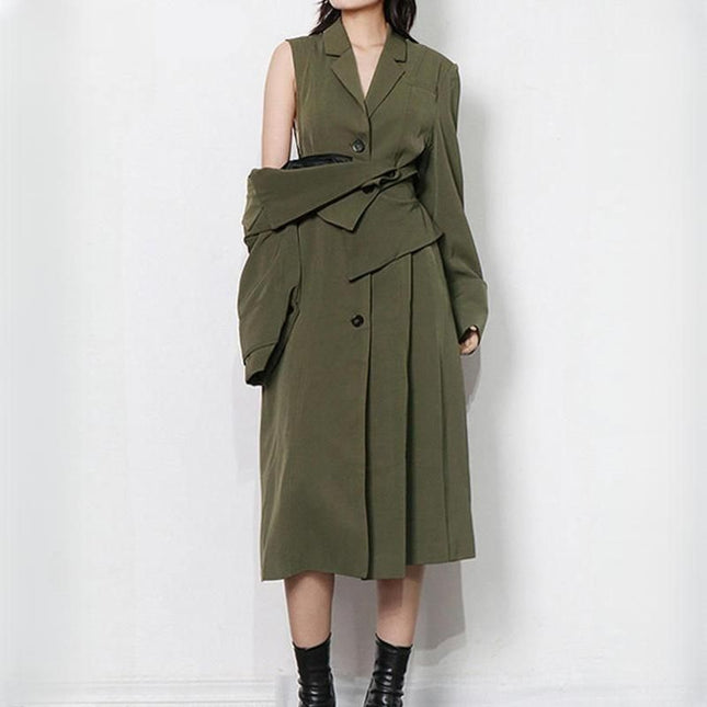Gabardina cortavientos elegante de cintura alta