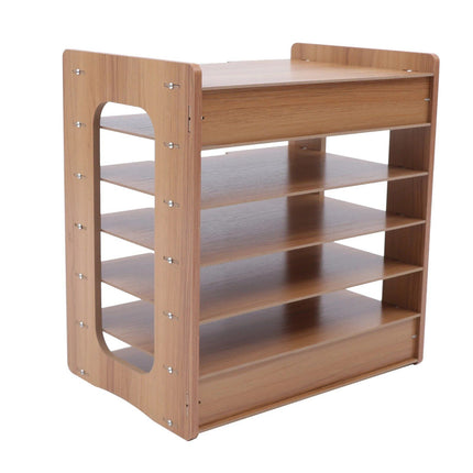 Wood Office Paper Organizer - 7Tier Widen Desktop File Holder - Wnkrs