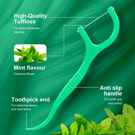 Palitos de hilo dental portátiles Mint Fresh para una limpieza interdental profunda