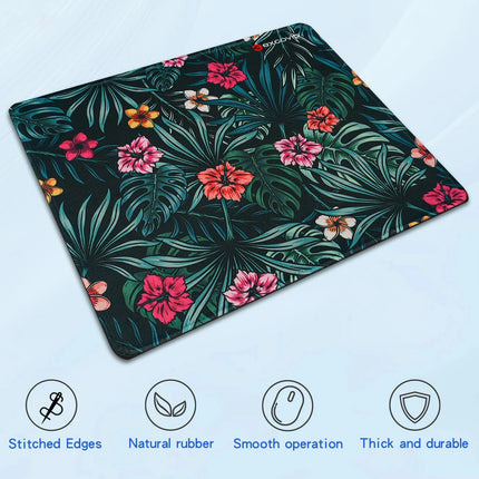 Magnifique tapis de souris de jeu floral avec bord cousu