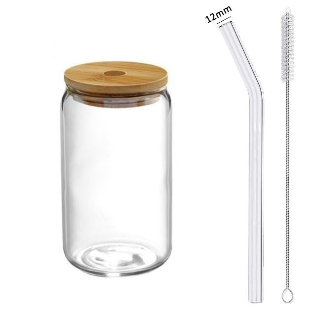 Ensemble de tasses en verre de 16 oz avec couvercle, paille et brosse