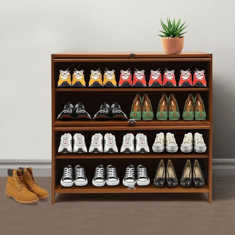 4-Tier Bamboo Shoe Rack Bench