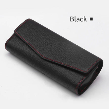 Luxury Cowhide Leather Sunglasses Case for Car Visor - Wnkrs