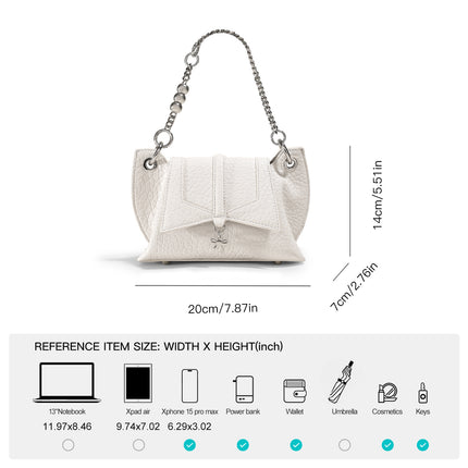 Bolso bandolera de alta gama con textura de mariposa blanca