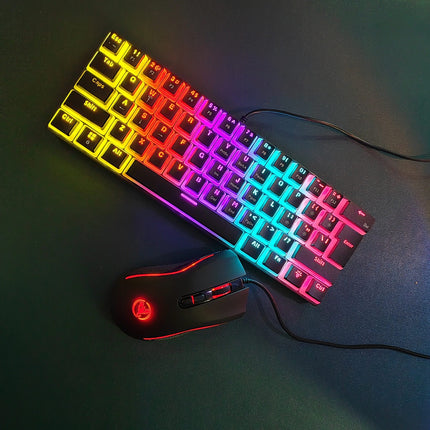 Clavier et souris mécaniques filaires — Éclairage RVB, noir, ergonomique, compact