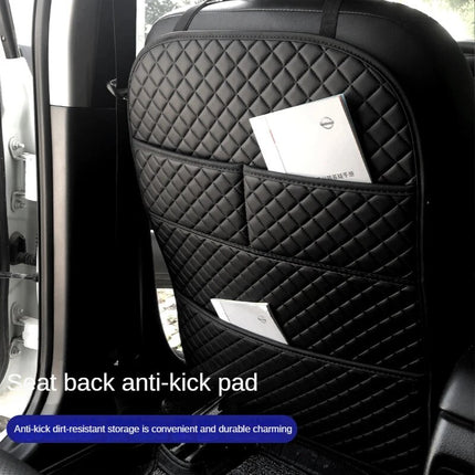 Protection de dossier de siège de voiture universelle en cuir avec poche de rangement et tapis de protection