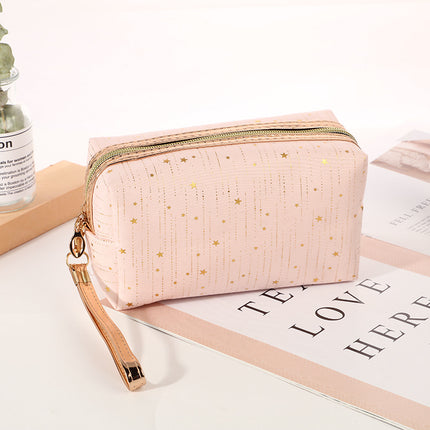 Elegante neceser y bolsa de cosméticos con estrellas brillantes para mujer