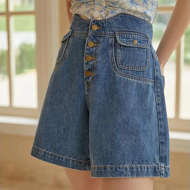 Short en jean taille haute rétro