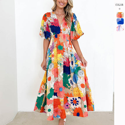 Vestido de verano con estampado nuevo y temperamento para mujer