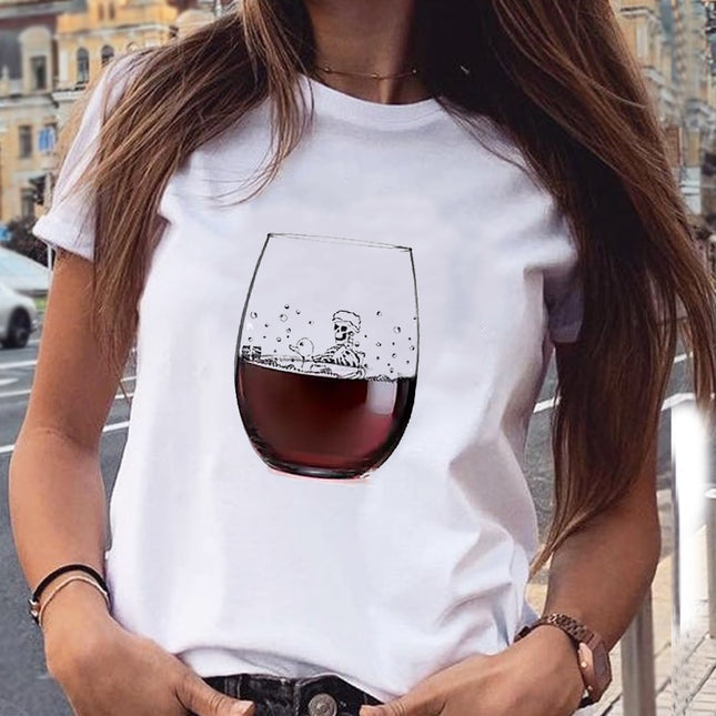 Women's T-Shirt with Wine Print