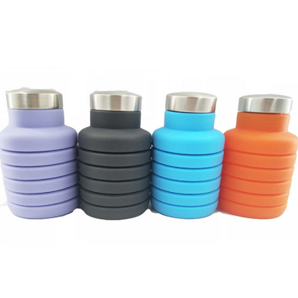 500ML Portable Silicone Water Bottle Retractable Folding Coffee Bottle Outdoor Travel Drinking Collapsible Sport Drink Kettle - Wnkrs