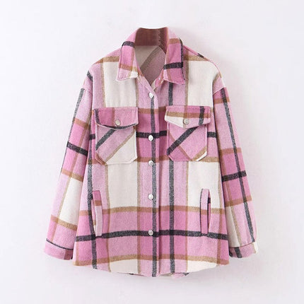 Women's Oversized Plaid Jacket - Wnkrs