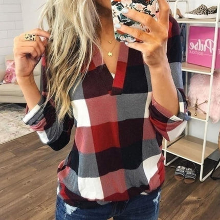 Women's Casual Plaid Patterned Blouse - Wnkrs