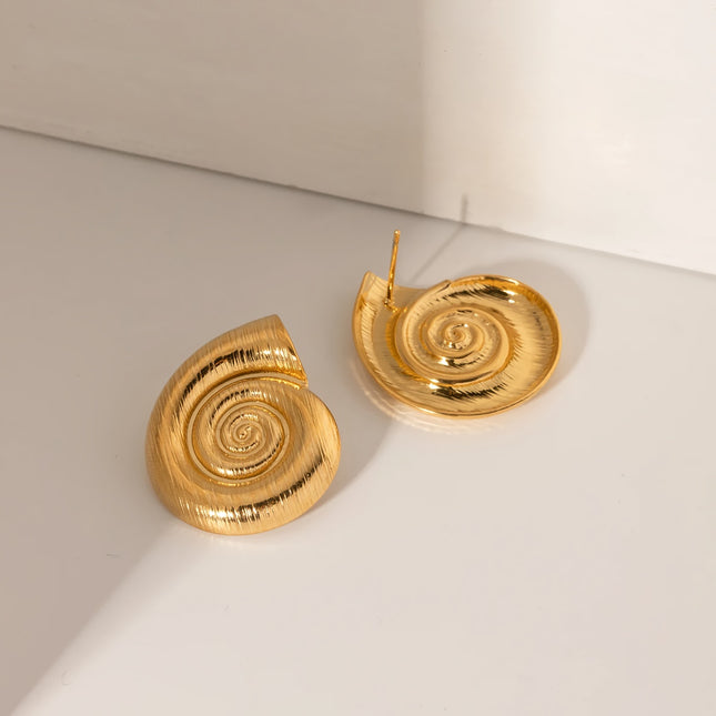 Gold-Plated Stainless Steel Spiral Conch Earrings