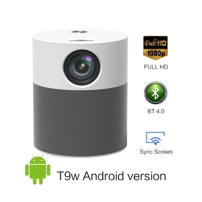 Projecteur portable Full HD 1080P avec Android 9.0, Bluetooth, WiFi, Keystone