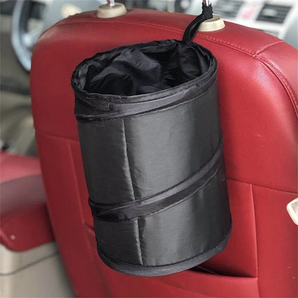 Compact Foldable Car Trash Can with Pressing Lid and Storage Pocket - Wnkrs