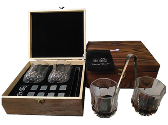 Whisky ice wine stone wooden box set - Wnkrs