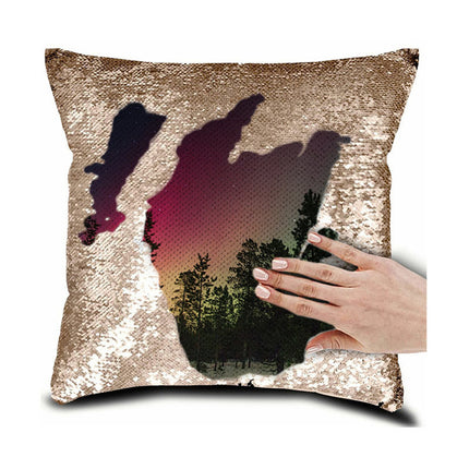 Personalised Photo Your Name Or Text Decorative Sequin Pillow Cushion Cover Reveal Magic Gift Mother Of The Bride Groom 16*16" - Wnkrs