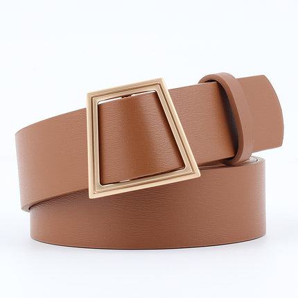 Fashion Women's Geometric Buckle Leather Belt - Wnkrs