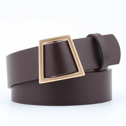 Fashion Women's Geometric Buckle Leather Belt - Wnkrs