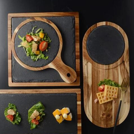 Black Wood Pizza Dish Wooden Plate - Wnkrs