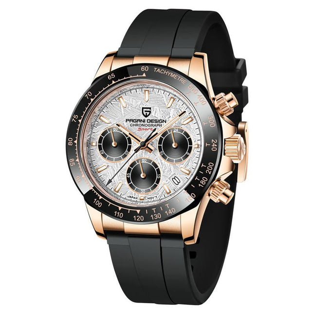 Reloj cronógrafo deportivo de lujo para hombre con esfera de meteorito