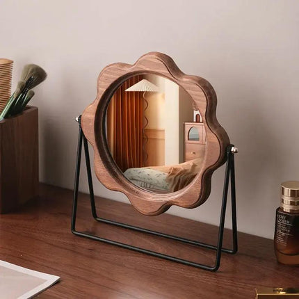 Miroir de maquillage de bureau rotatif élégant – Design néoclassique