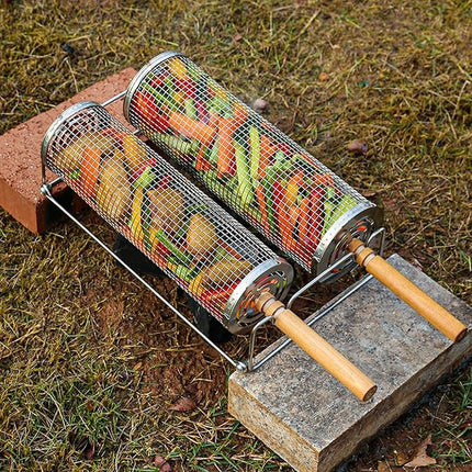 Panier à roulettes en acier inoxydable pour barbecue