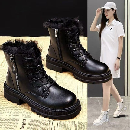 Korean Version Fleece-lined Autumn And Winter High-top Cotton Boots