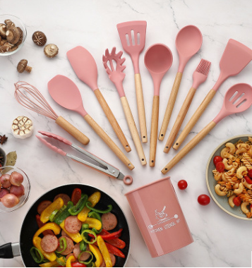 Silicone Kitchenware Cooking Utensils Set Heat Resistant Kitchen Non-Stick Cooking Utensils Baking Tools - Wnkrs