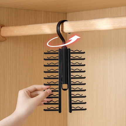 Rotatable Tie and Belt Hanger with 20 Clips