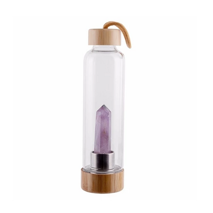 Crystal Infused Elixir Glass & Bamboo Water Bottle - Wnkrs