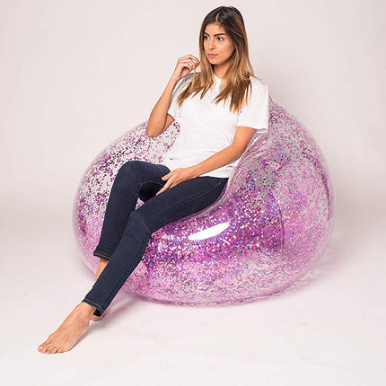 Transparent sequin inflatable home lazy sofa - Wnkrs