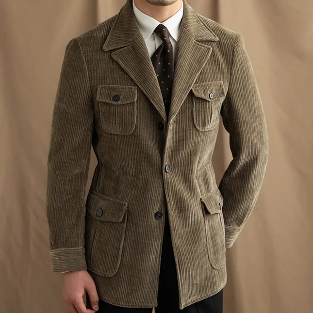 Top Quality Corduroy Trench Coat for Men - Slim Fit, Vintage Style