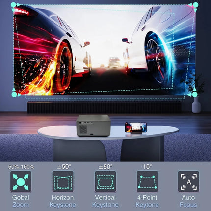 Proyector LED para cine en casa 4K, 12000 lúmenes, Android 11.0, WiFi 5G inteligente