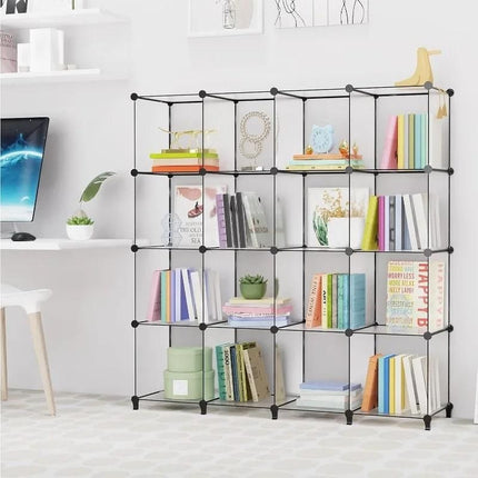 Cube Storage Organizer 16-Cube Bookshelf with Metal Hammer - Wnkrs