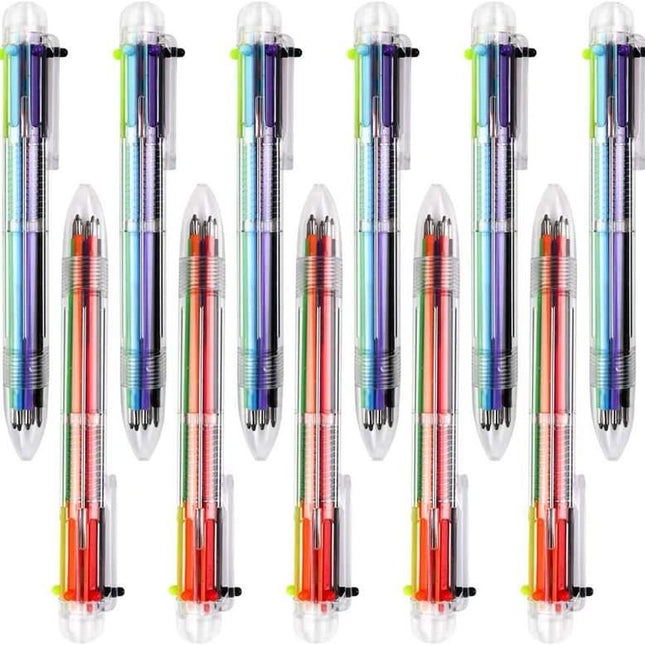 Multicolor 6-in-1 Retractable Ballpoint Pens 0.5mm, 50 Pack - Wnkrs