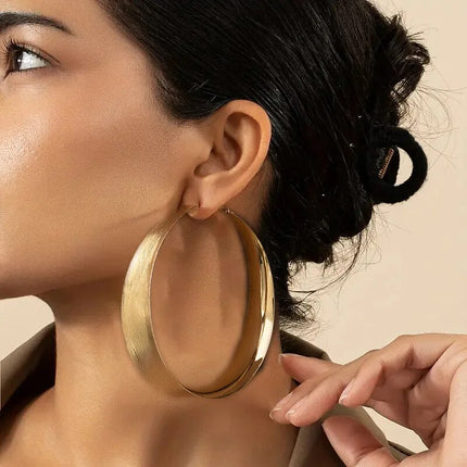 Glossy Geometric Metal Hoop Earrings