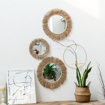 Hemp rope mirror creative background wall hanging - Wnkrs