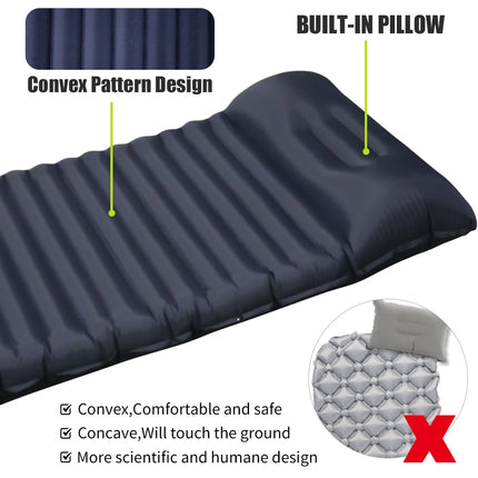 Colchón inflable ultraligero para acampar con almohada y bomba incorporada