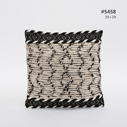 Pure Cotton Knitting Tassel Stripe Pillow - Wnkrs