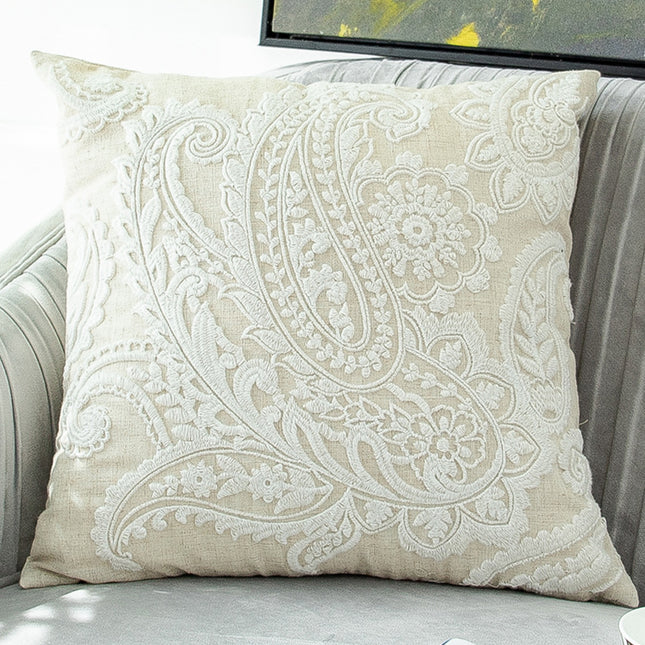 Embroidered cotton and linen tassel breathable pillowcase - Wnkrs