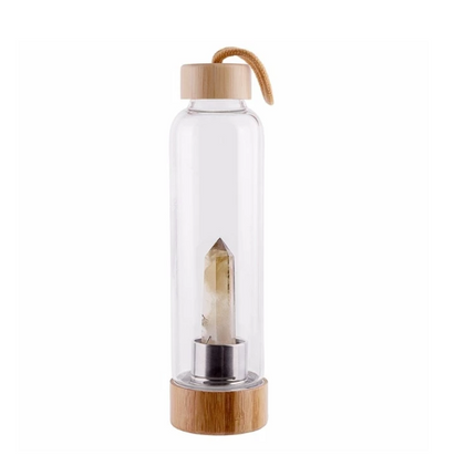 Crystal Infused Elixir Glass & Bamboo Water Bottle - Wnkrs