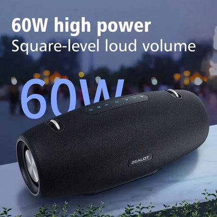 Altavoz Bluetooth portátil de 60 W con 12 horas de reproducción y clasificación de impermeabilidad IPX6