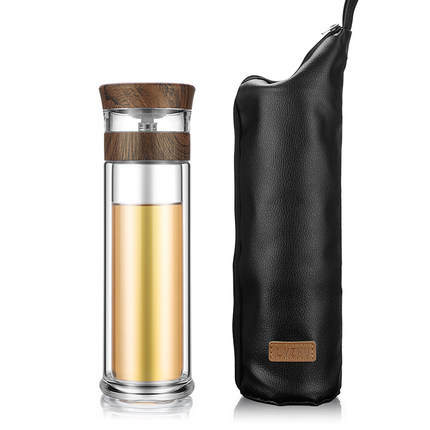 400ml Portable Double Wall Borosilica Glass Tea Infuser Bottle Of Water With Lid Filter Automobile Car Cup - Wnkrs