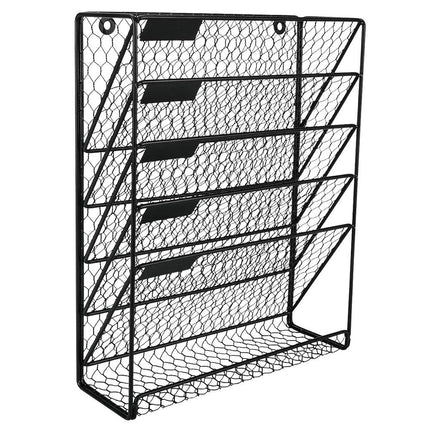 6-Tier Black Metal Wire Hanging File Organizer & Magazine Rack - Wnkrs