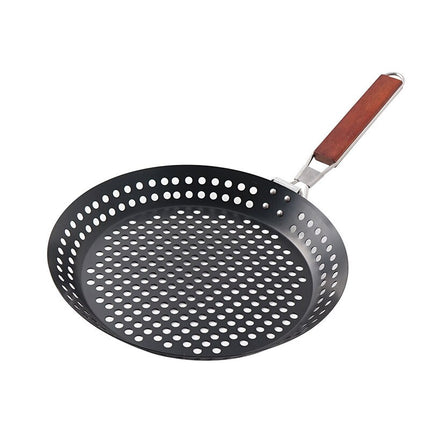 Outdoor Camping Foldable Round Frying Pan Picnic BBQ Heat Resistant Steak Grilled Skillet - Wnkrs